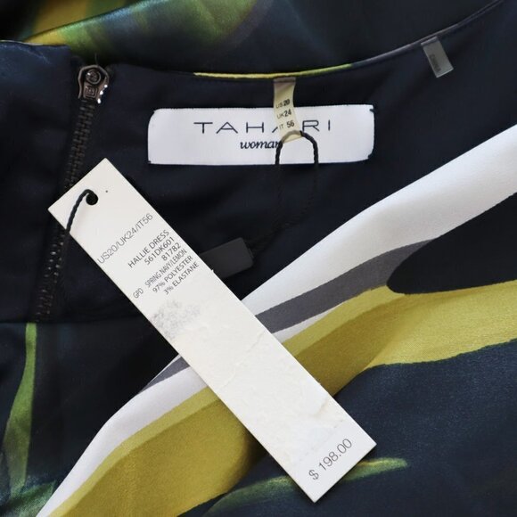 Tahari Woman Hallie Satin Print Blouson Sleeveless Party Cocktail Dress NWT 20 - Picture 4 of 4